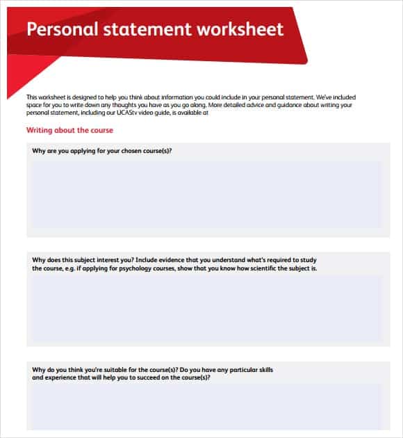 marketing personal statement template